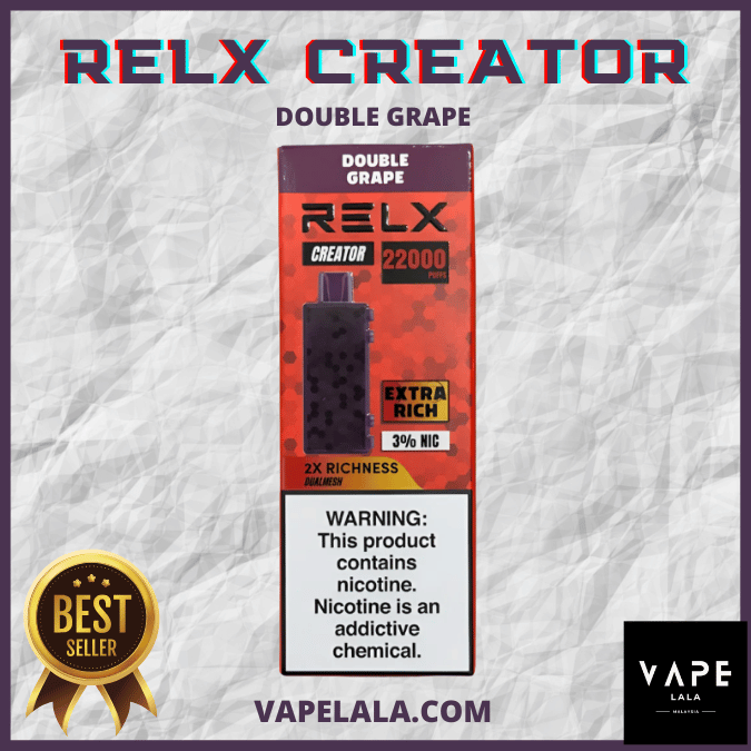 RELX Creator 22000 Double Grape pod flavour in Malaysia